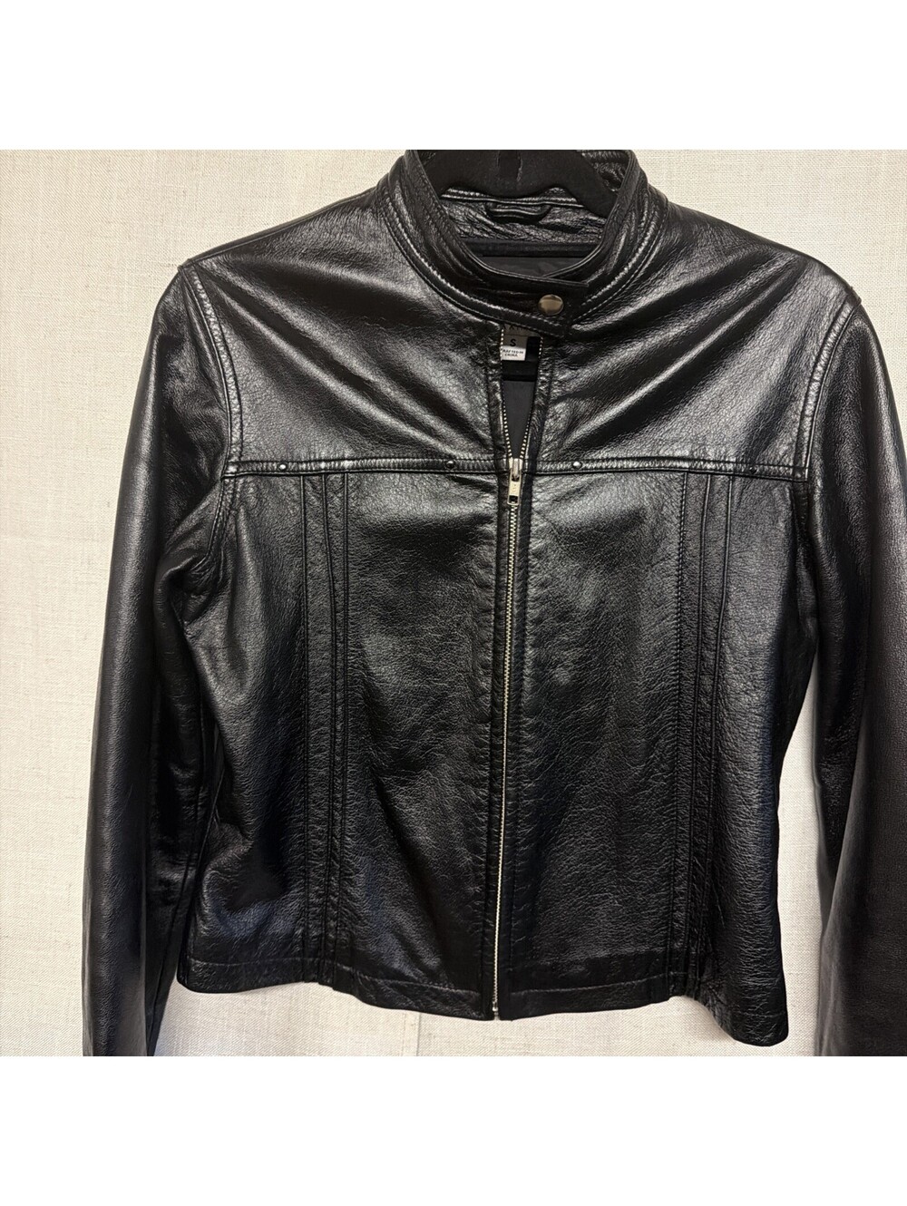 Wilsons Womens Black Leather Motorcycle Jacket Size Small